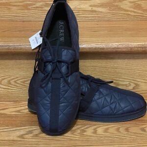 NWT J Crew Quilted Nylon Men’s Size 12 M Chore Slippers Navy Blue Lace Up